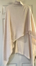 Poncho Cape Ivory Fuzzy Turtleneck Asymmetrical Size Womens One Size