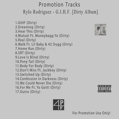 Rap/Hip-Hop.. White CD. Rylo Rodriguez - G.I.H.F. [Dirty Album]