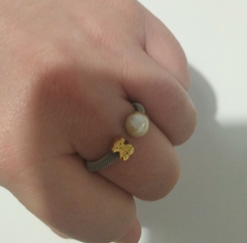 Anillo TOUS Icon Mesh de acero y oro amarillo de 18kt con perla. El Corte Inglés - Imagen 7 de 10