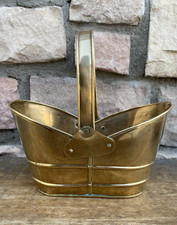 Brass Baskets With Handle Bucket Style - 9" inch across top Basket
