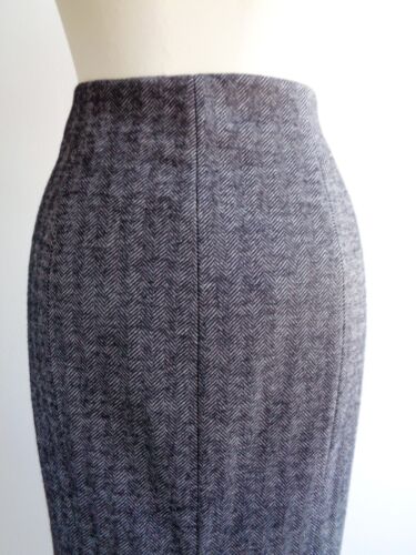 HOBBS Grey Herringbone Midi Pencil Skirt Size 8 Wool Blend - Picture 6 of 19