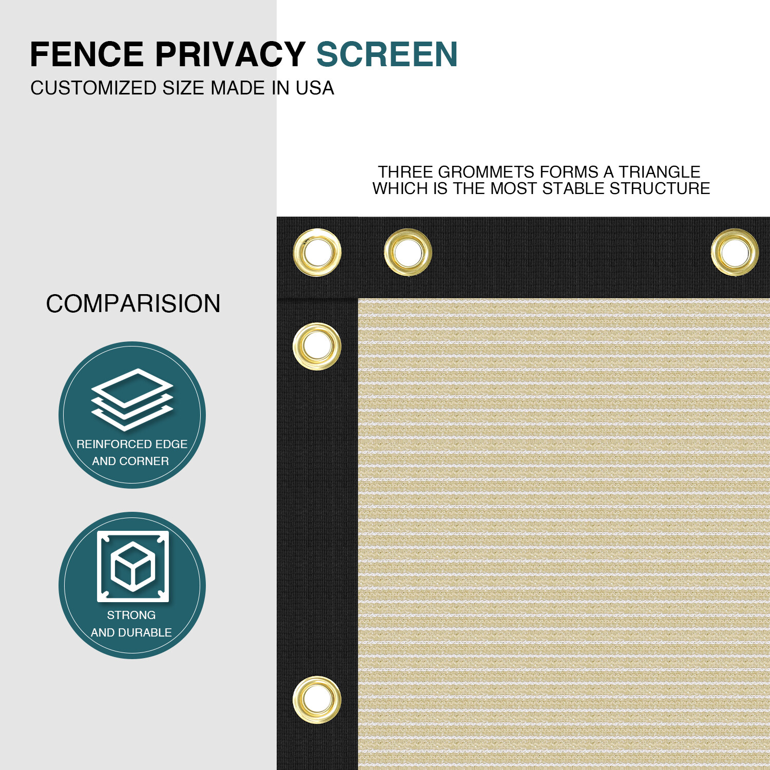 8ft Privacy Fence Screen Windscreen Beige Mesh Shade Cover for Garden ...