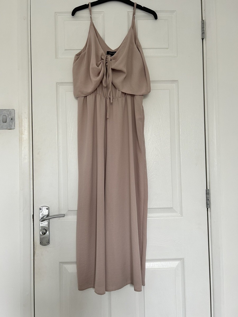 New Look dusty Pink Tie Front 3/4 Length Jumpsuit Size 10 UK
