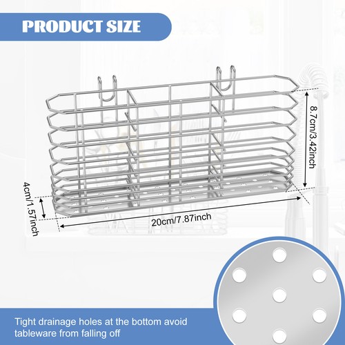 Utensil Drainage Rack Stainless Steel Cutlery Hanging Basket Compartmental ✉ - Picture 6 of 11