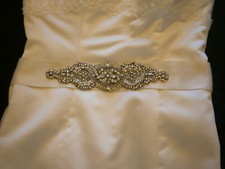 Kleinfeld Wedding Dress Gown Sash Belt Ivory Swarovski Crystals Back Bow 770