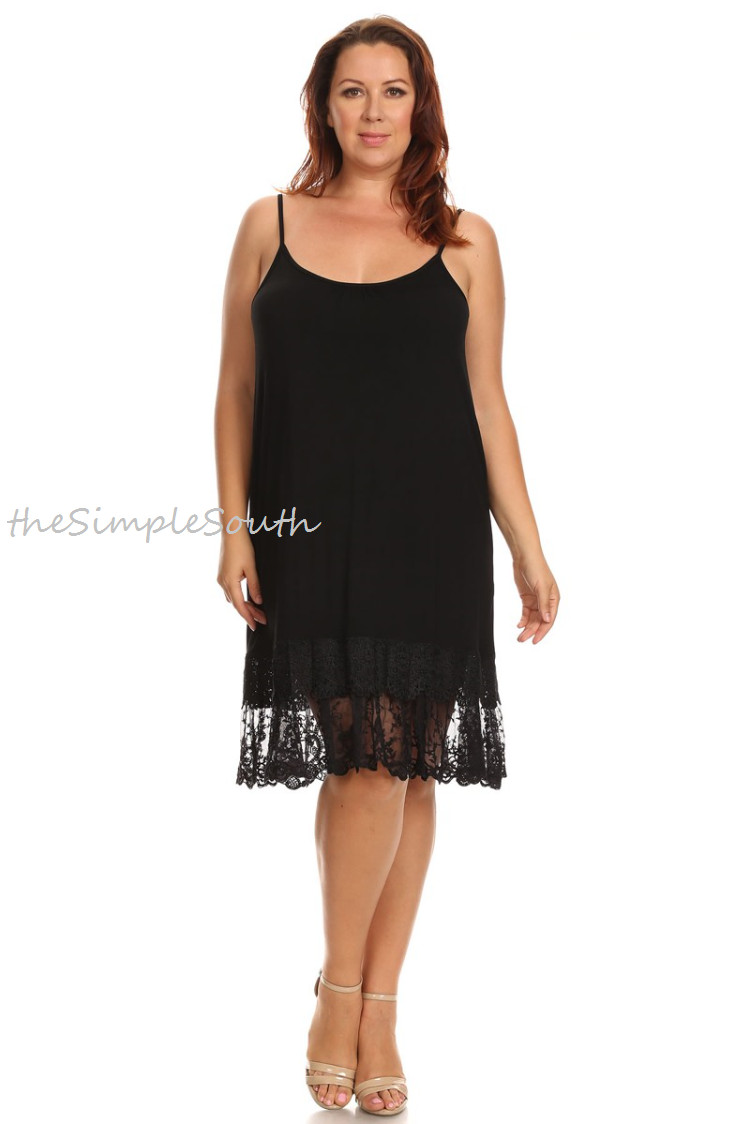 NWT FASHIONOMICS Long Lace Extender Knit Tank Top Cami Dress Slip Liner Chemise image 2