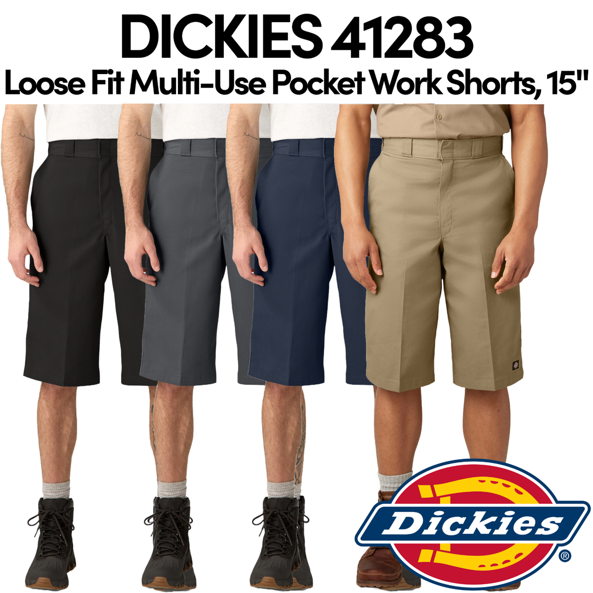 NEW Dickies 41283 Men's Loose Fit Multi-Use Pocket Work Shorts, 15