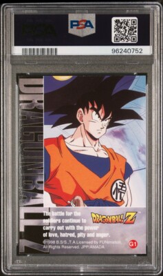 PSA 8 1998 DRAGON BALL Z SILVER PRISM SET G1 GOKU PRISM FOIL CARD