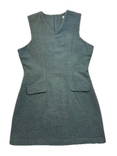 Eddie Bauer Wool Sheath Dress Sz 8P Drk Green VTG 60s Inspire Cottagecore Preppy