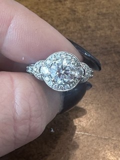 18k White Gold IGI Certified Diamond Engagement Ring 1.23 Ct Natural Halo Sz 5.5