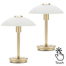 Litecraft Table Lamp Touch Base With Alabaster Shade In Satin Brass - 2 Pack    