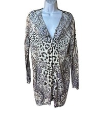 Chico  s Ashton Animal Paisley Open Front Cardigan Size 2 Sweater NWT