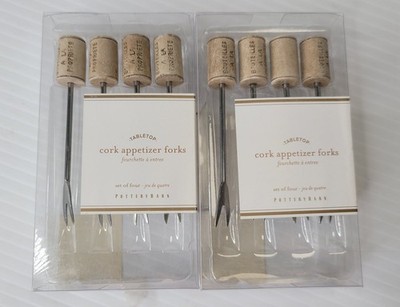 Pottery Barn Tabletop Cork Appetizer Forks Set of 8 New Old Stock Charcuterie