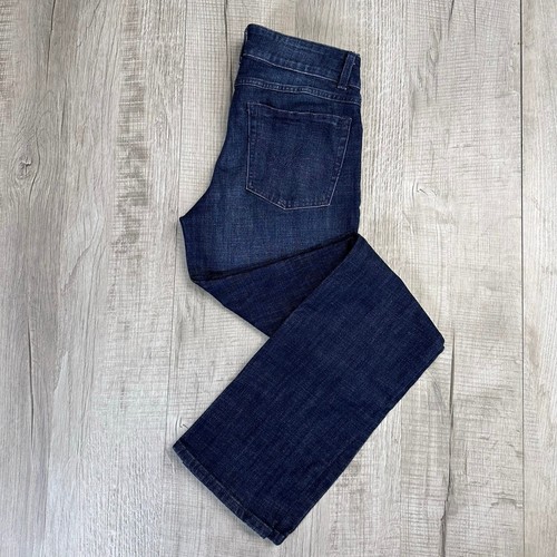 Women's Wrangler Faded Dark Wash Straight Leg Jeans 9 Blue High Rise Embroidered - Imagen 6 de 8
