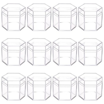 21Pack Clear Acrylic Boxes Hexagon Small Plastic Bead Storage Containers(5.6x...