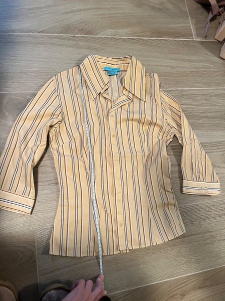beige gestreifte Bluse, Grösse M