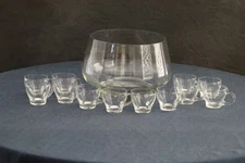 MCM 13 PC WEST VIRGINIA GLASS PUNCH BOWL SET  IN ORIGINAL BOX