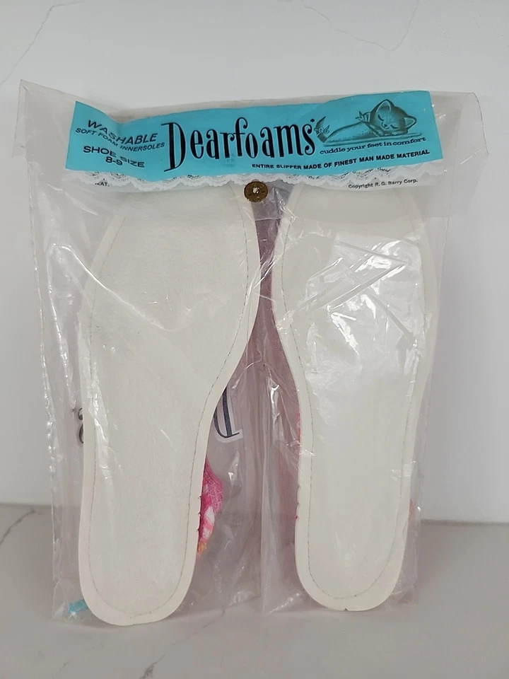 Nuevas zapatillas Dearfoams de colección años 60 para mujer diseño floral 8-9 hechas en EE. UU. Foto 4 de 4