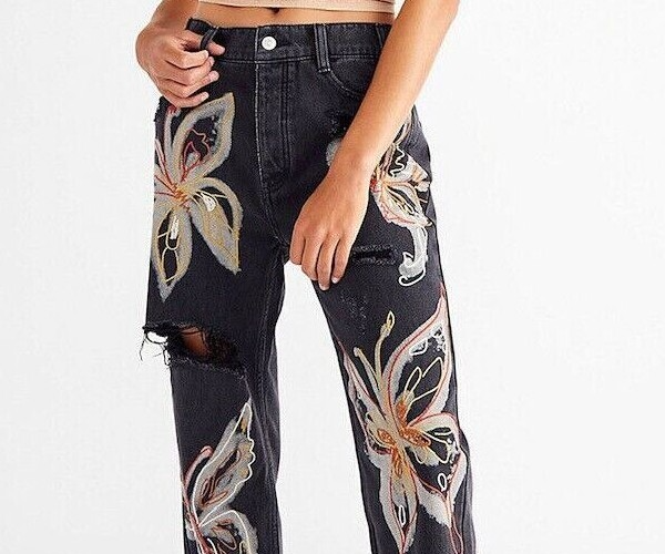 Free People NWT Gorgeous Funky Boho Butterfly Jeans New