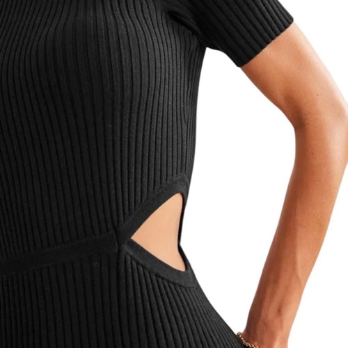 NUOVO abito maglione Boden ritaglio maglia a costine midi nero linea A vestito che esce - Foto 3 di 14