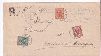 AAA596-MIXED 2 RE-POSTAGE TRICOLOR-20 CENT UMBERTO + 2 C + 5 C V.EM.III°