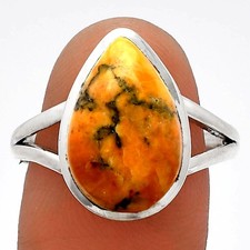 Natural Honey Dendritic Opal 925 Sterling Silver Ring s.9.5 Jewelry R-1005