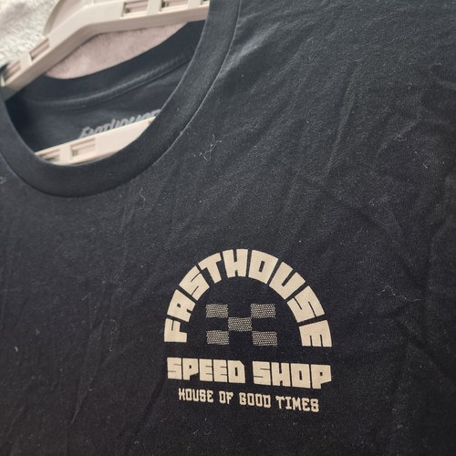 T-shirt Fasthouse Speed Shop 2XL nera maglietta grafica moto 1988 pneumatici alati sporco - Foto 3 di 9