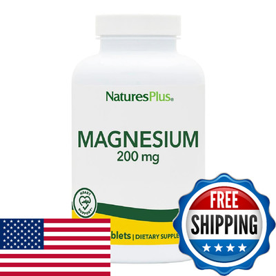 NaturesPlus Magnesium 200mg Vegetarian Gluten Free 180 Tablets