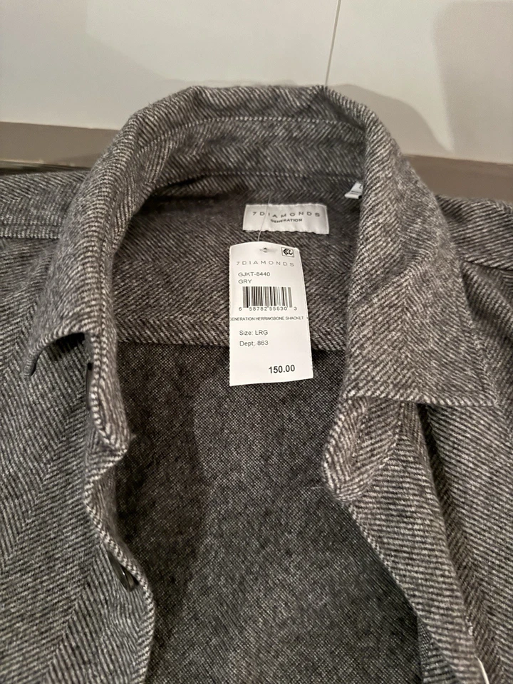 Chaqueta grande de espiga 7 diamantes para hombre negra/blanca/gris Foto 2 de 2
