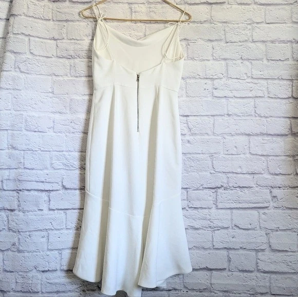 Alice and Olivia Adrina Cowl Neck Midi Dress 2 White Cocktail Party Bridal - Image 4 of 4