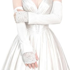 Lace Arm Sleeves For Women, Lace Sleeves for Wedding Tea Party Pattern White-01