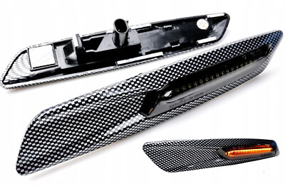 2x Smoke LED Side Indicator Blinker Black Carbon Can Bus for BMW E90 E93 A788