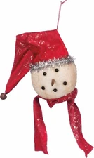 NEW!~Christmas Red Cap Snowman Head Ornament~Country/Primitive/Tree/Vintage