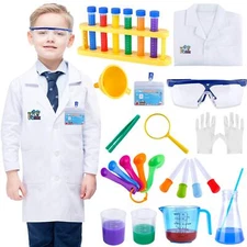 INNOCHEER Kids Science Experiment Kit with Lab Coat Scientist Costume Dress Up a