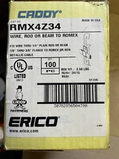 (100) NEW ERICO CADDY RMX4Z34 Wire, Rod Or Beam To Romex Clips