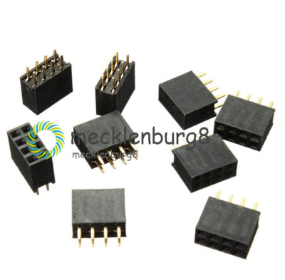 10PCS 2x4 Pin 8P 2.54mm Double Row Female Straight Header Pitch Socket Pin Strip