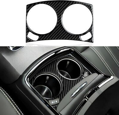Real Carbon Fiber Console Cup Holder Panel Cover Trim Fits 11-23 Chrysler 300