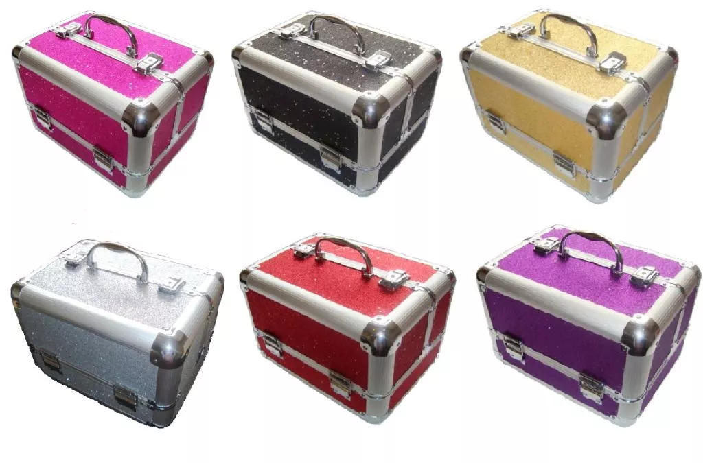 Sparkly Glitter Aluminium Beauty Makeup Vanity Case Hair Nails Jewellery Salon