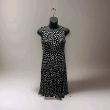 Danny & Nicole Polka Dot Little Black Dress Women's Small Fit & Flare Sleeveless