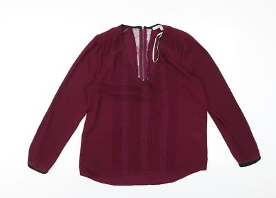 Daniel Rainn Damen lila Polyester Basic Bluse Größe S V-Ausschnitt
