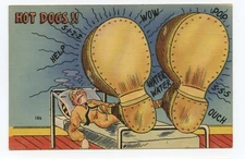 Tired Soldier in Bunk Sore Feet Comic Art Humor Army Military Postcard