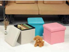 Pouf Contenitore in Pelle Sintetica 38x38x38 cm – Seduta e Salvaspazio