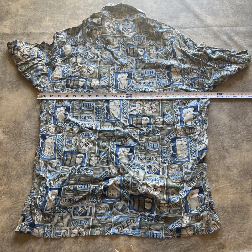 Camisa Hawaiana De Colección Para Hombre Grande Gris Campia Moda Rayón Cerveza AOP y2k's Foto 4 de 4