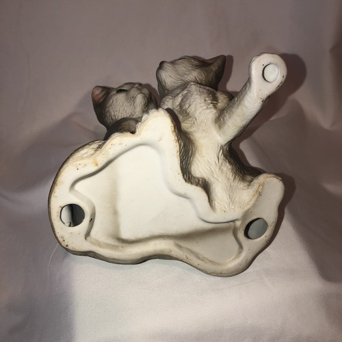 Grande 2 Gatti Gattini Grigio Marrone ��Figurina Vintage Giappone ��7 1/2" Divertente - Foto 7 di 10