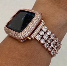 Rose Gold Apple Watch Band Women Crystal 38-49mm or Apple Watch Case Lab Diamond