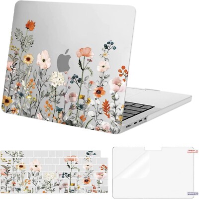 MOSISO Compatible with MacBook Pro 14 inch Case 2025-2021 Plastic Garden Flowers