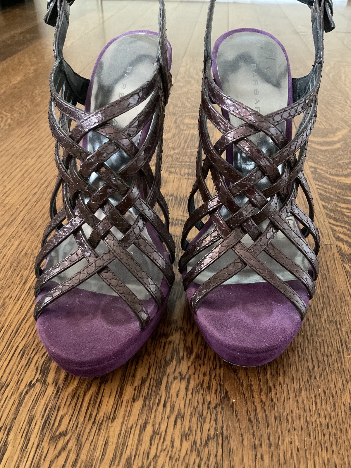 BARBARA BUI Python Embossed Platform Sandals, Pur… - image 2