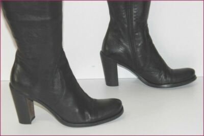 Bottes Talons Cuir Noir ZERODB Taille 39 - Occasion En Très Très Bon état