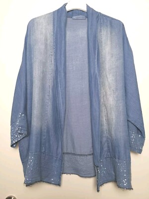 Made In Italy, Kimono, Cape, Jacke, One Size, Tencell, Pallietten, Offen