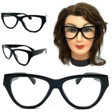 Women's Exaggerated Retro Cat Eye Style Clear Lens EYE GLASSES Thick Black Frame